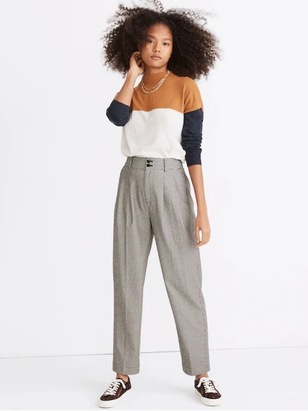 Madewell Pleated Mini Houndstooth Pants